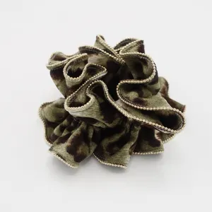 golden chain trim leopard scrunchies animal print scrunchy women hair accessories