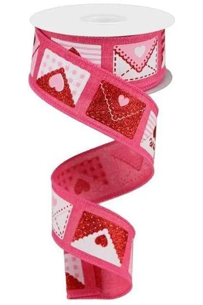 1.5" Love Letters Royal Ribbon: Hot Pink (10 Yards)