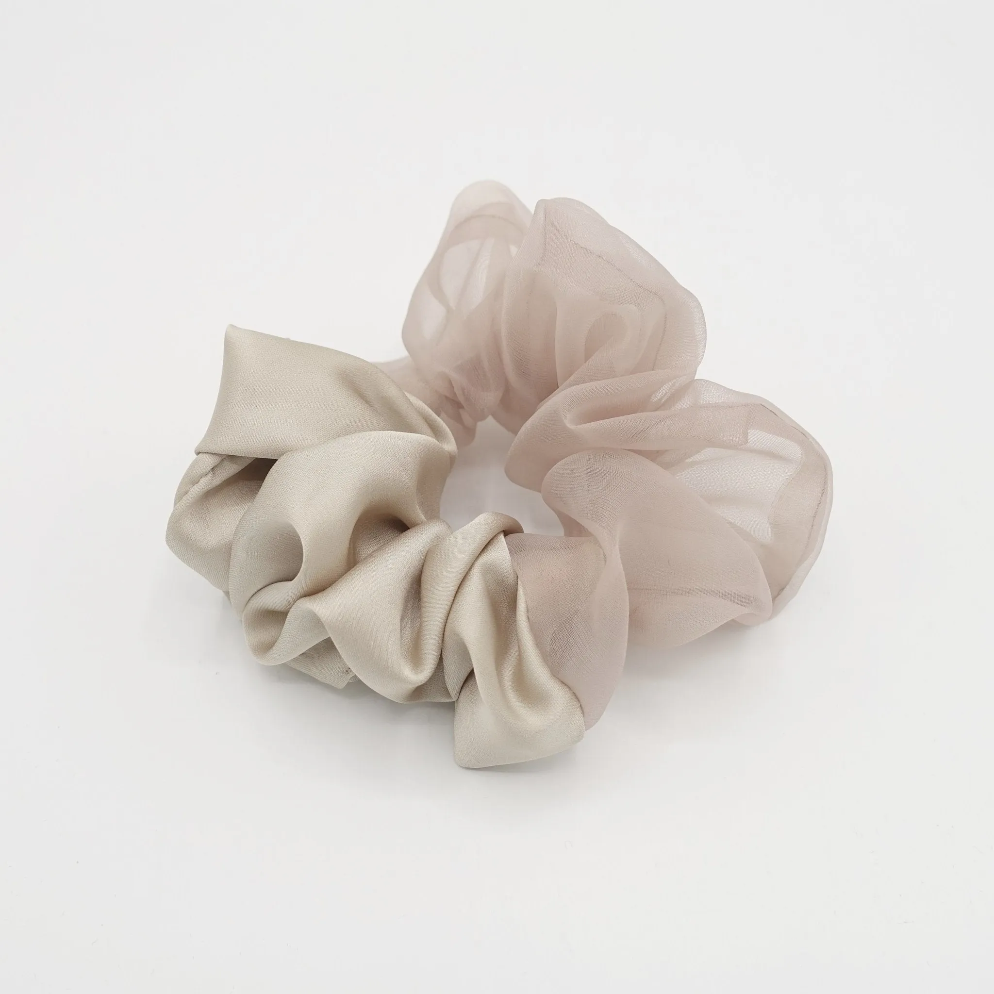 2 block scrunchies organza satin hair elastic scrunchie women hair accessory