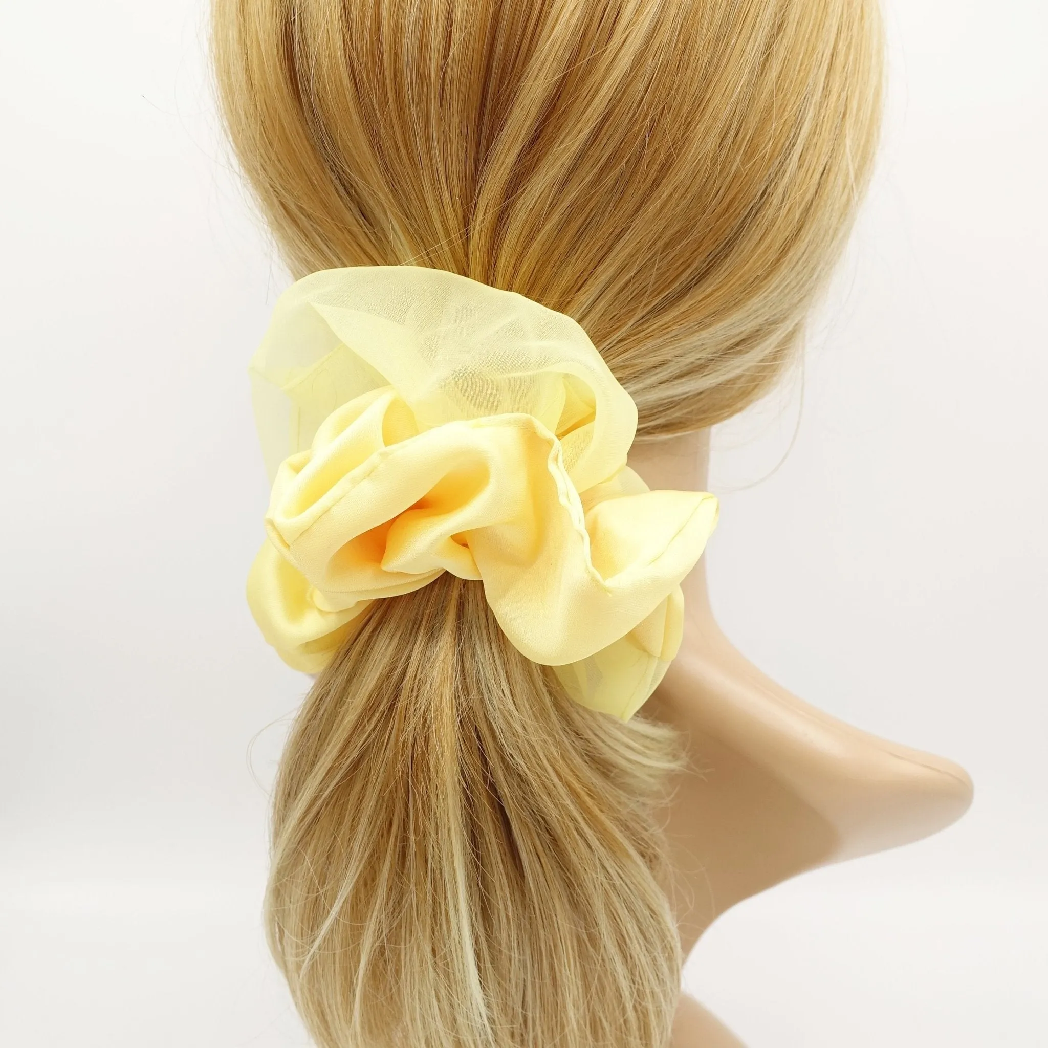 2 block scrunchies organza satin hair elastic scrunchie women hair accessory