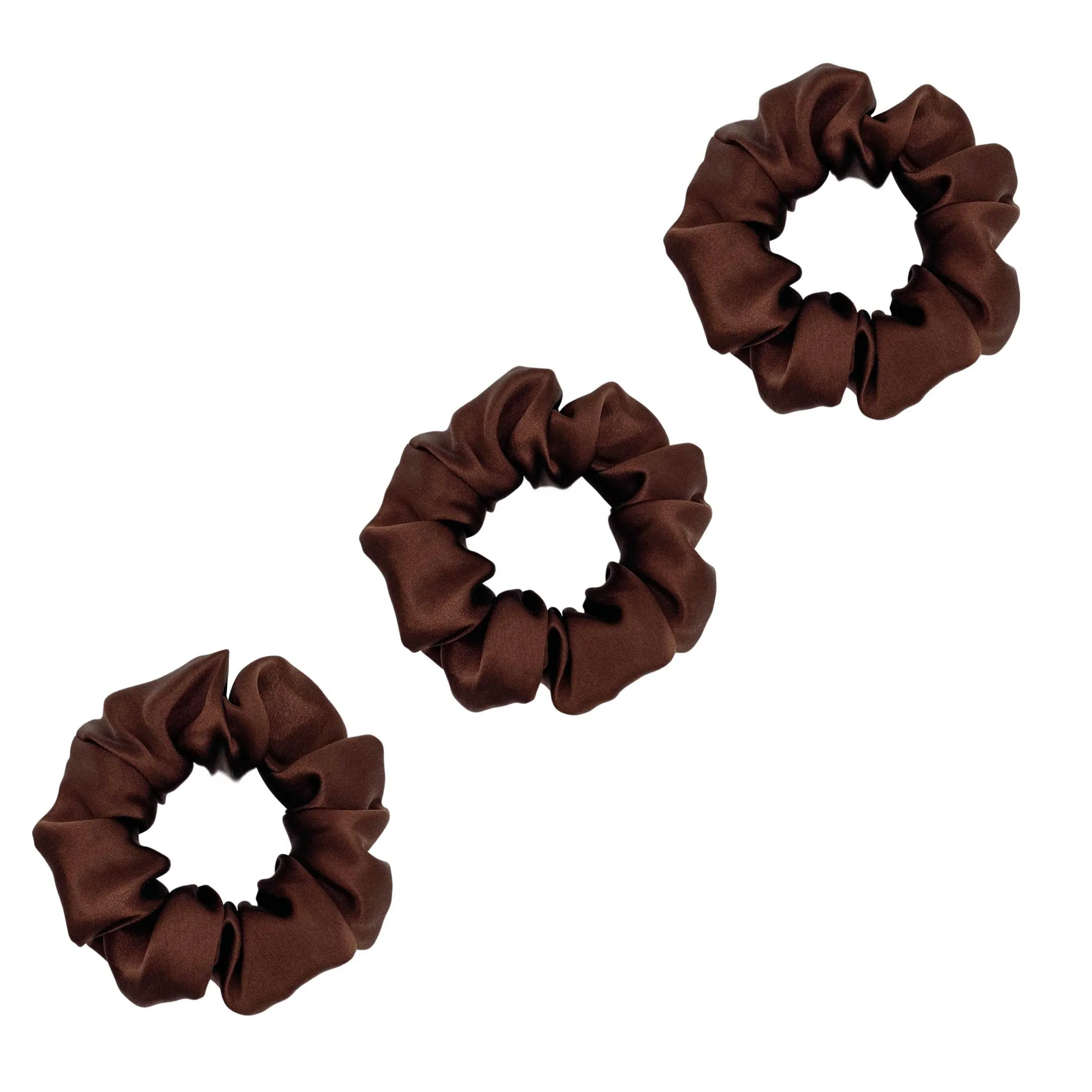 3 Pack Premium Mulberry Silk Scrunchies - White - Medium