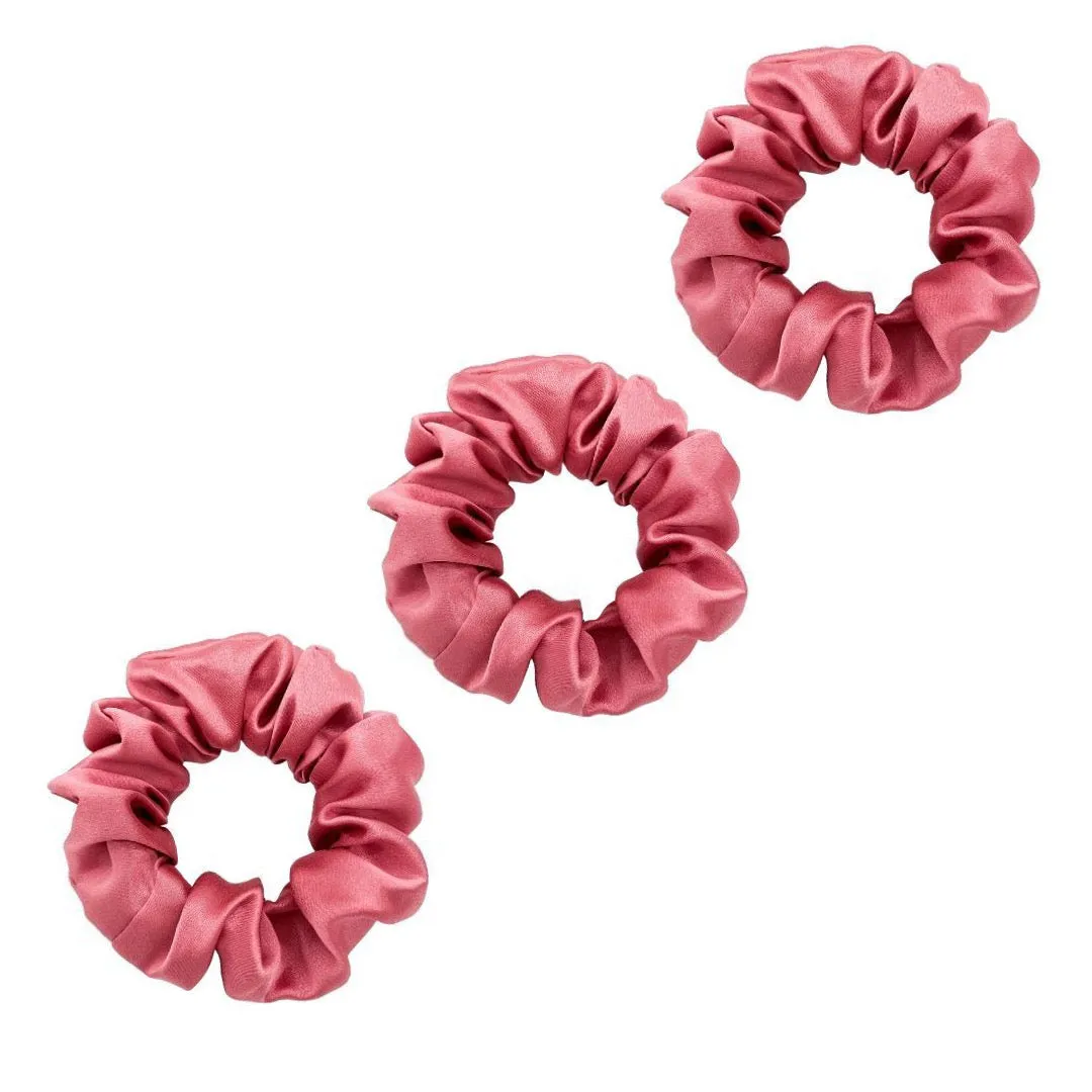 3 Pack Premium Mulberry Silk Scrunchies - White - Medium