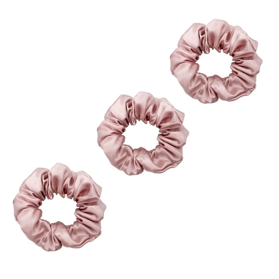 3 Pack Premium Mulberry Silk Scrunchies - White - Medium