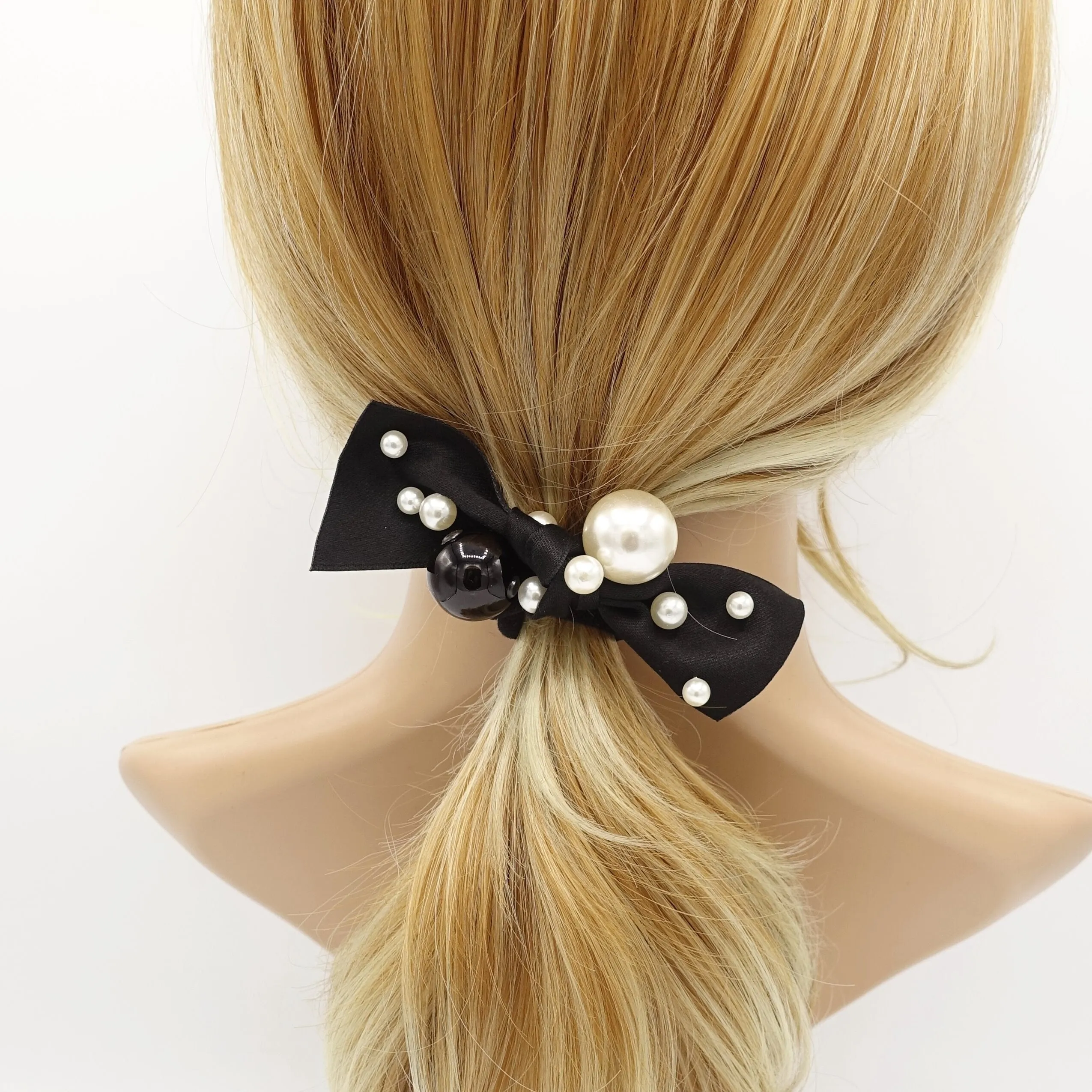 a pack of pearl stud embellished hair elastic ponytail holder set