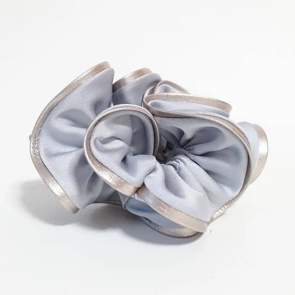 artificial leather trim satin scrunchies