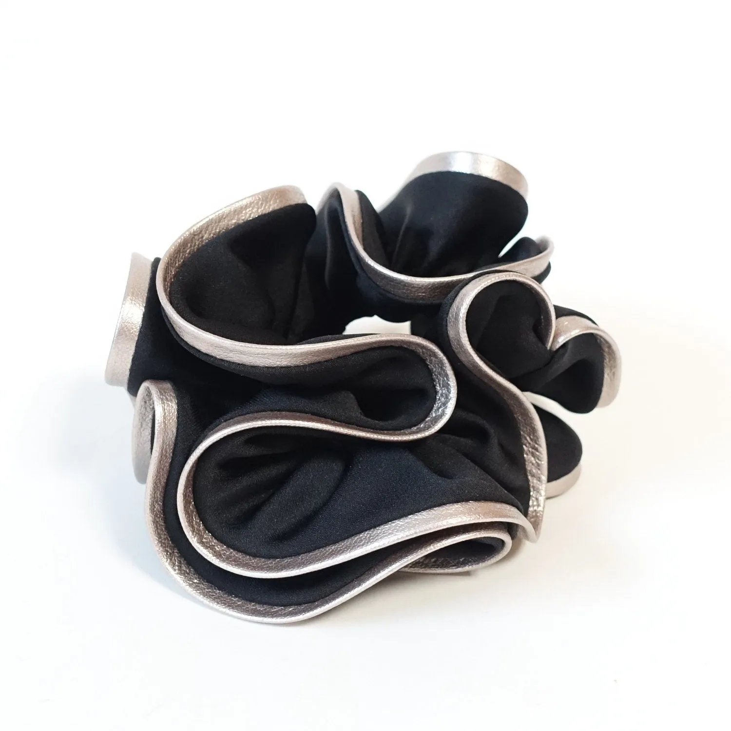 artificial leather trim satin scrunchies