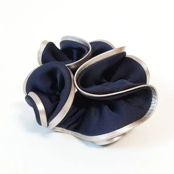 artificial leather trim satin scrunchies