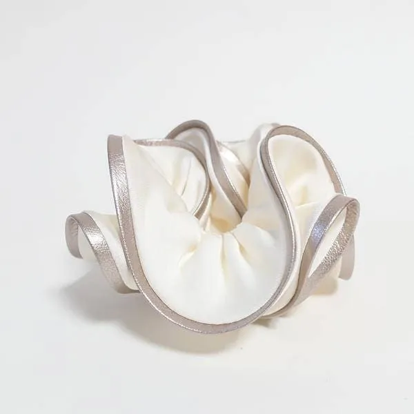 artificial leather trim satin scrunchies