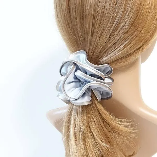 artificial leather trim satin scrunchies