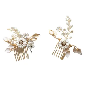 Bellamie Gold Floral Hair Comb Set