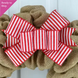 Christmas Add On Wreath Bow - Wreath Embellishment for Already Made Wreath - Farmhouse Extra