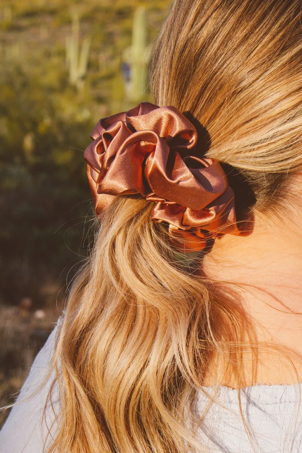 Clay Satin Jumbo Scrunchie