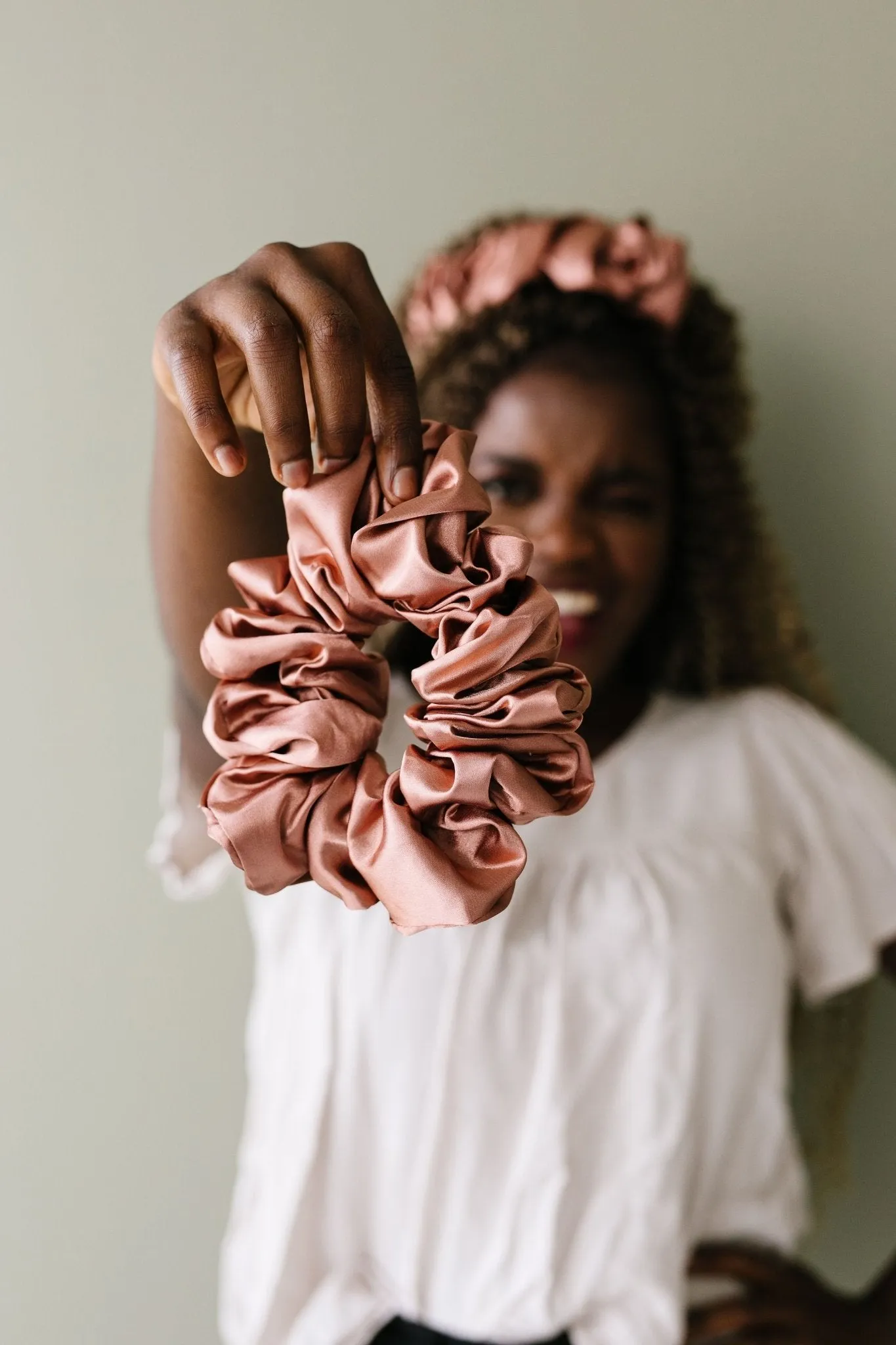 Clay Satin Jumbo Scrunchie