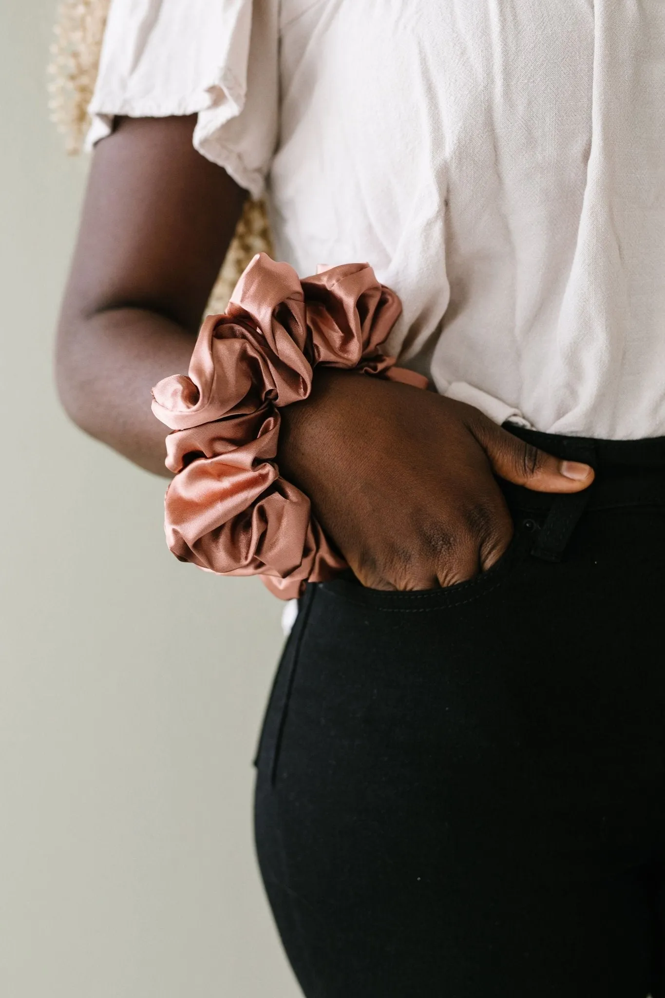 Clay Satin Jumbo Scrunchie