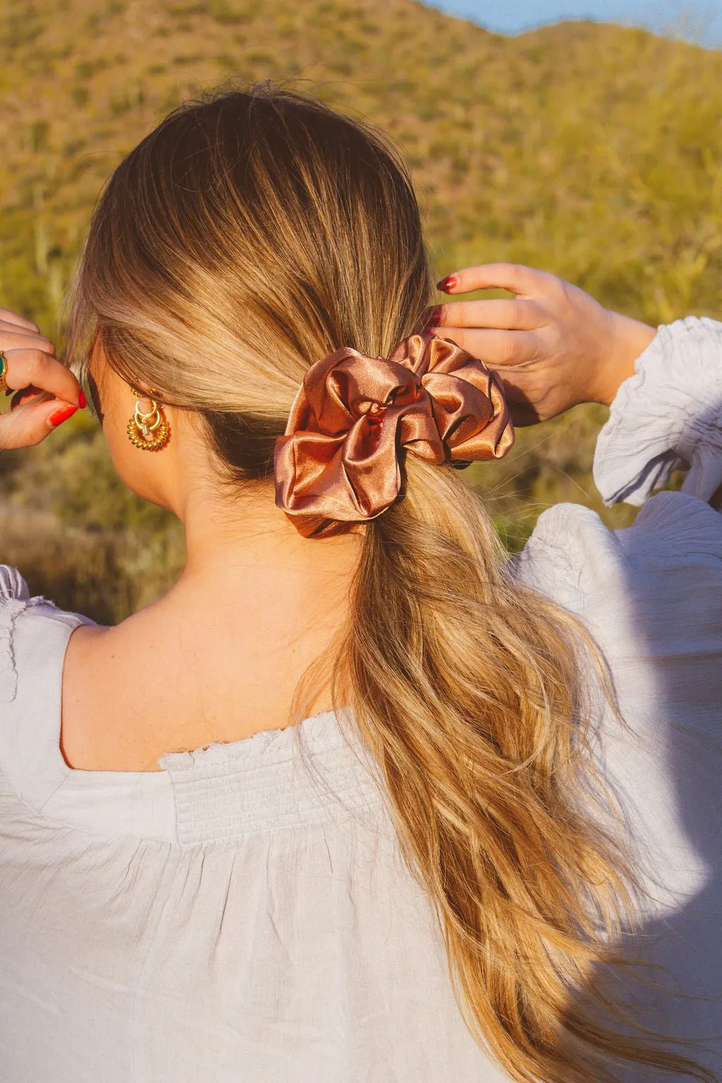 Clay Satin Jumbo Scrunchie