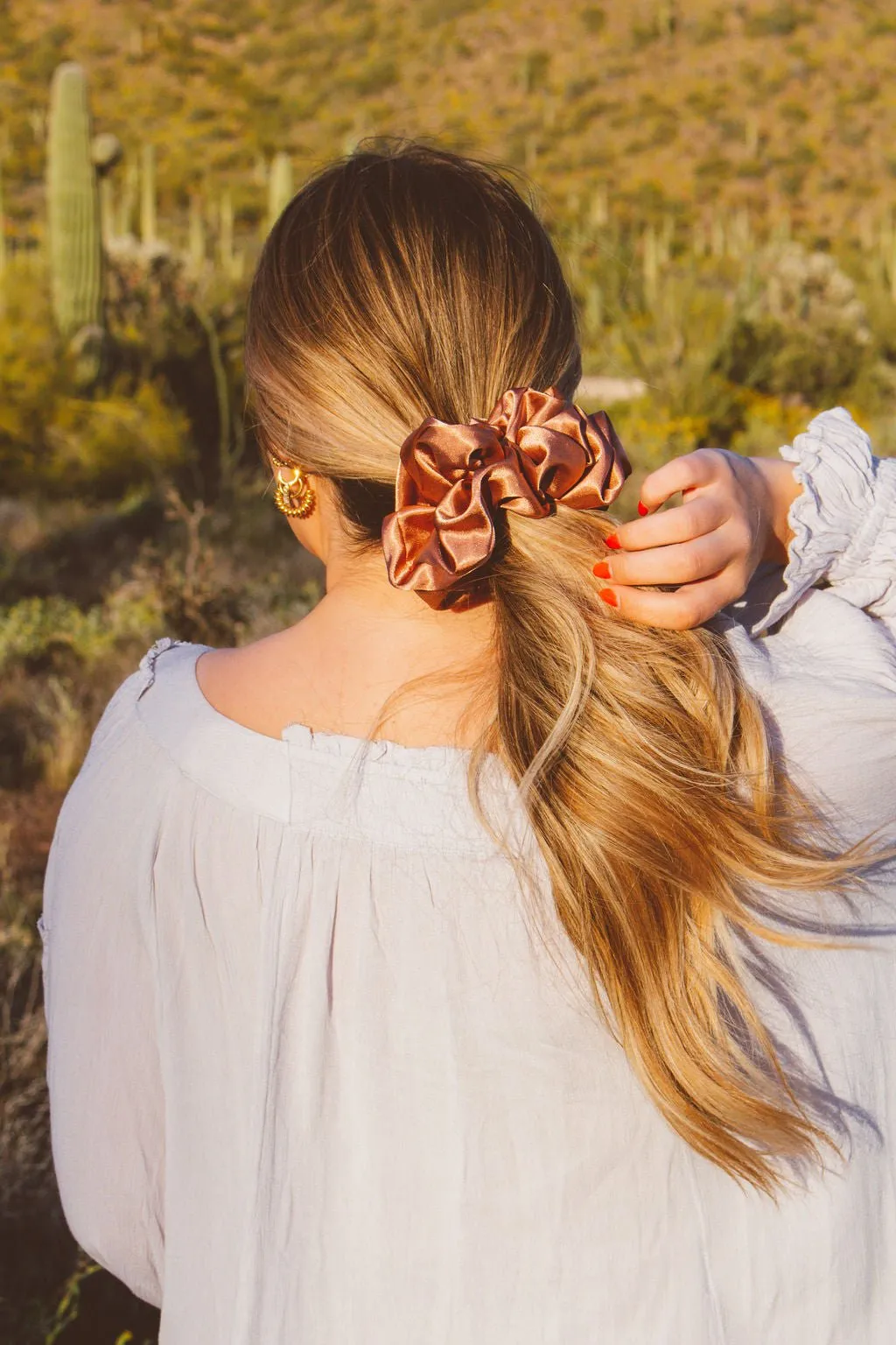 Clay Satin Jumbo Scrunchie