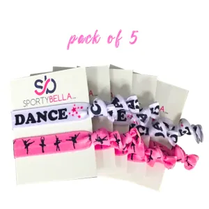 Dance Hair Ties - 5 pack - Pink White