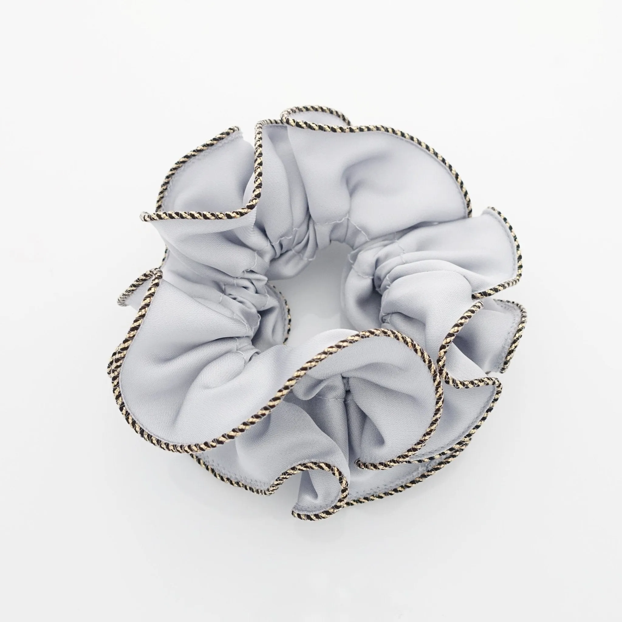 dazzling golden thread trim satin scrunchies women unique hair elastic scrunchy