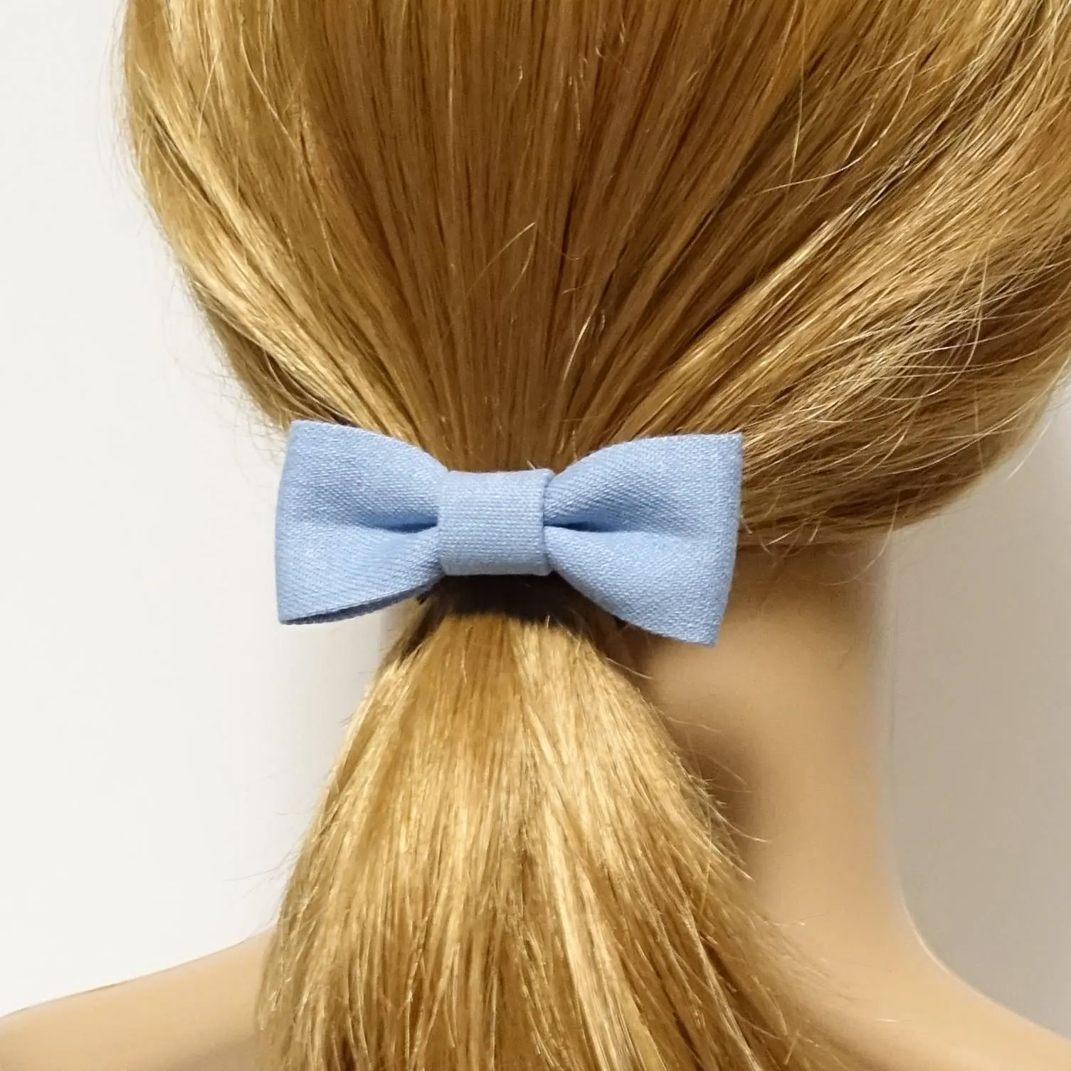 Denim Jean Mini Bow Elastic Ponytail Holder for Women Hair Ties