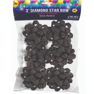 Diamond Star Bows Black 9pc, 2.5in