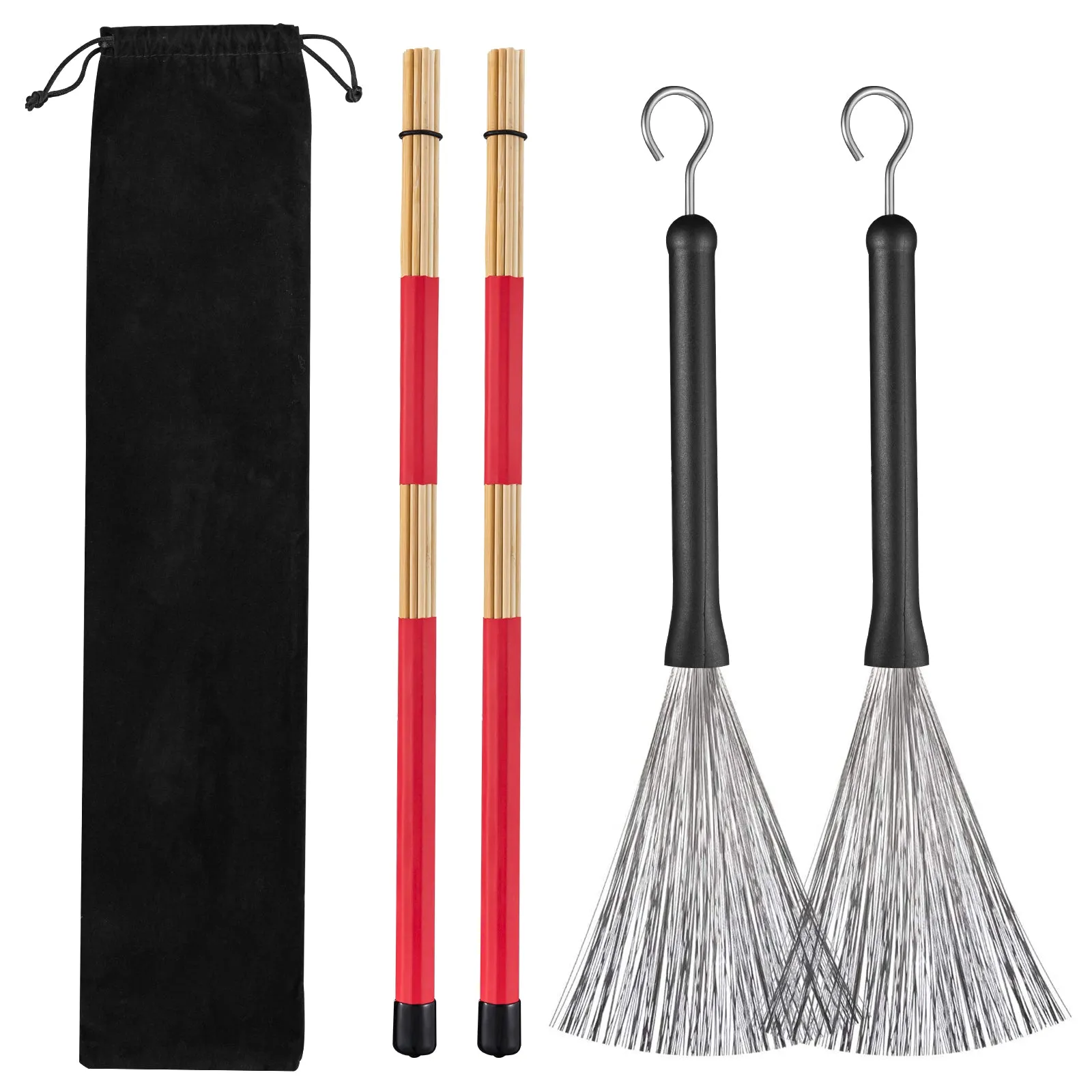 Drum Sticks Set Drum Wire Brushes Rods Drum Brushes(Only available in Germany)