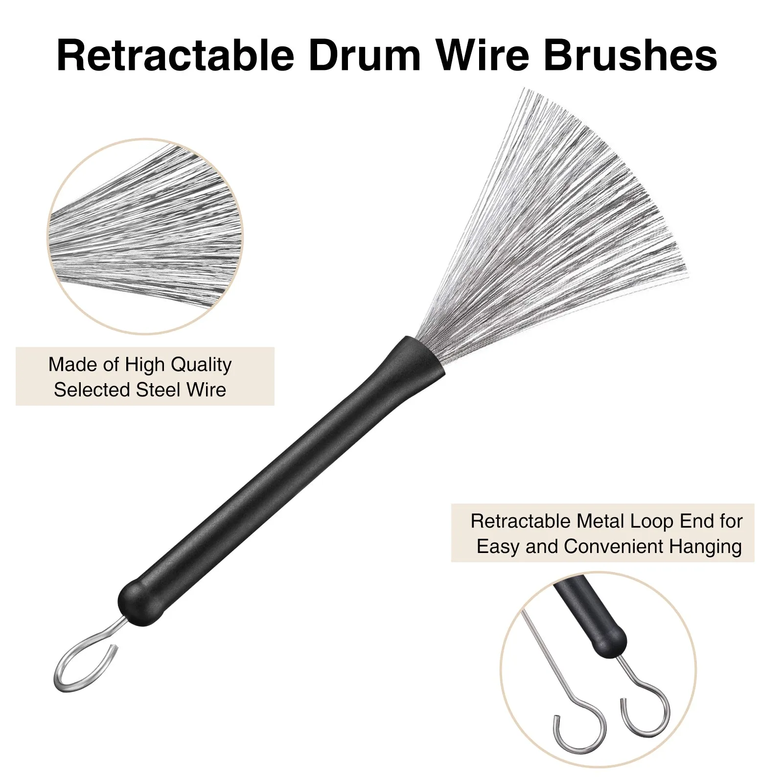 Drum Sticks Set Drum Wire Brushes Rods Drum Brushes(Only available in Germany)