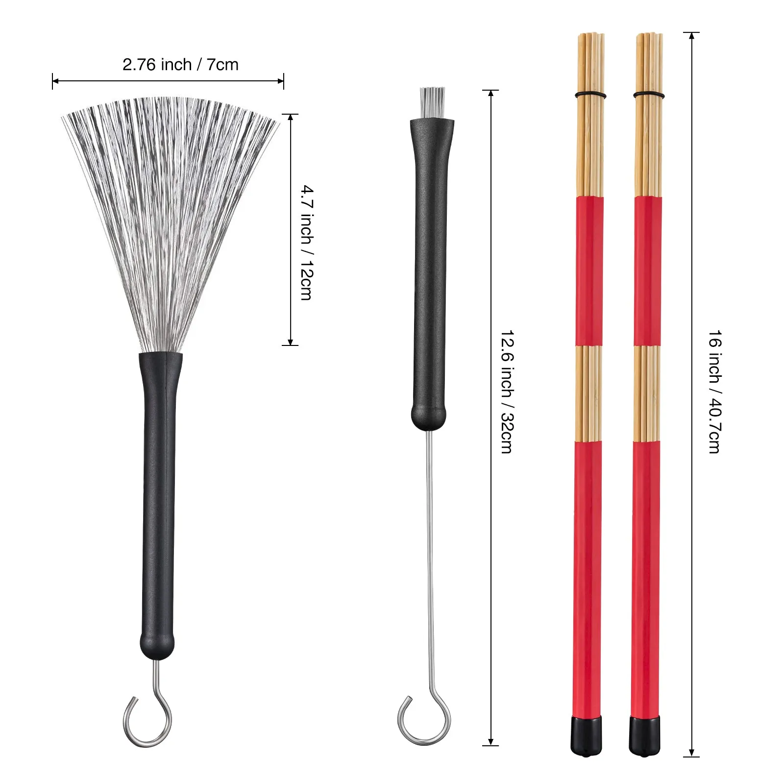 Drum Sticks Set Drum Wire Brushes Rods Drum Brushes(Only available in Germany)