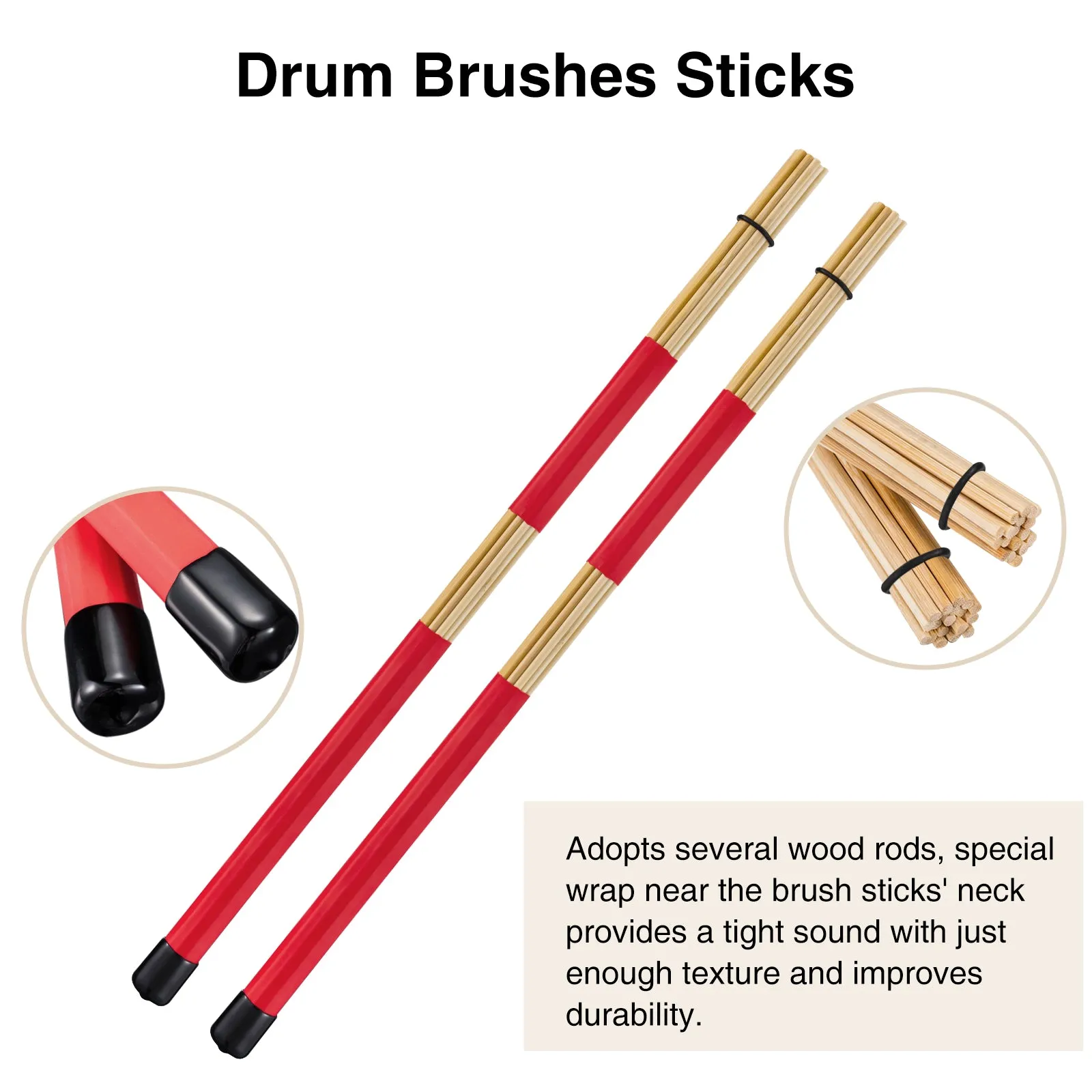 Drum Sticks Set Drum Wire Brushes Rods Drum Brushes(Only available in Germany)