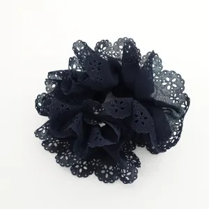 Floral Lace petal hair elastic edge chiffon scrunchies