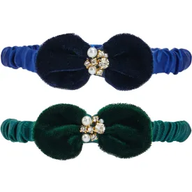 Glamorous Cat Collar with Velvet Bowtie and Pearl, 2 Pack