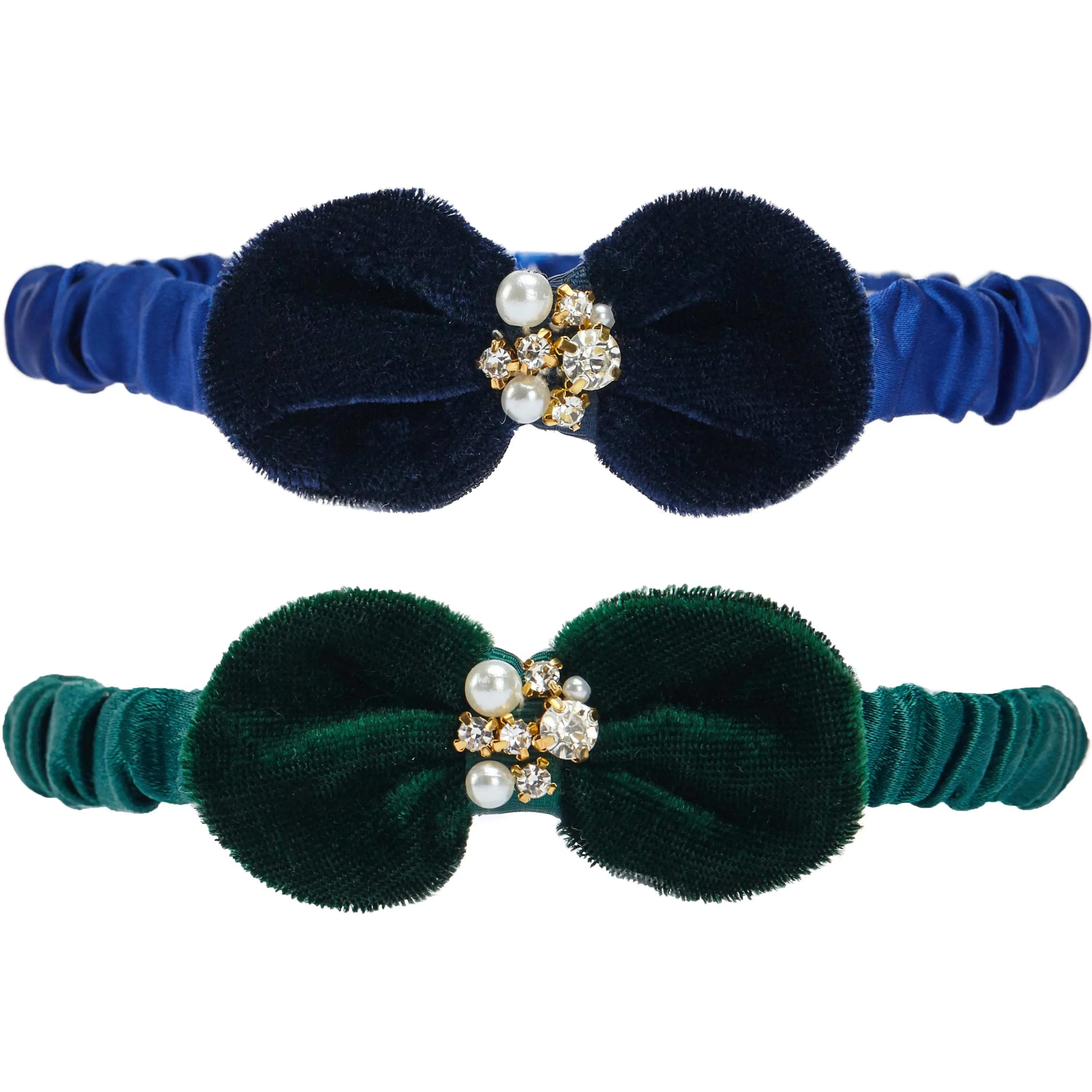 Glamorous Cat Collar with Velvet Bowtie and Pearl, 2 Pack