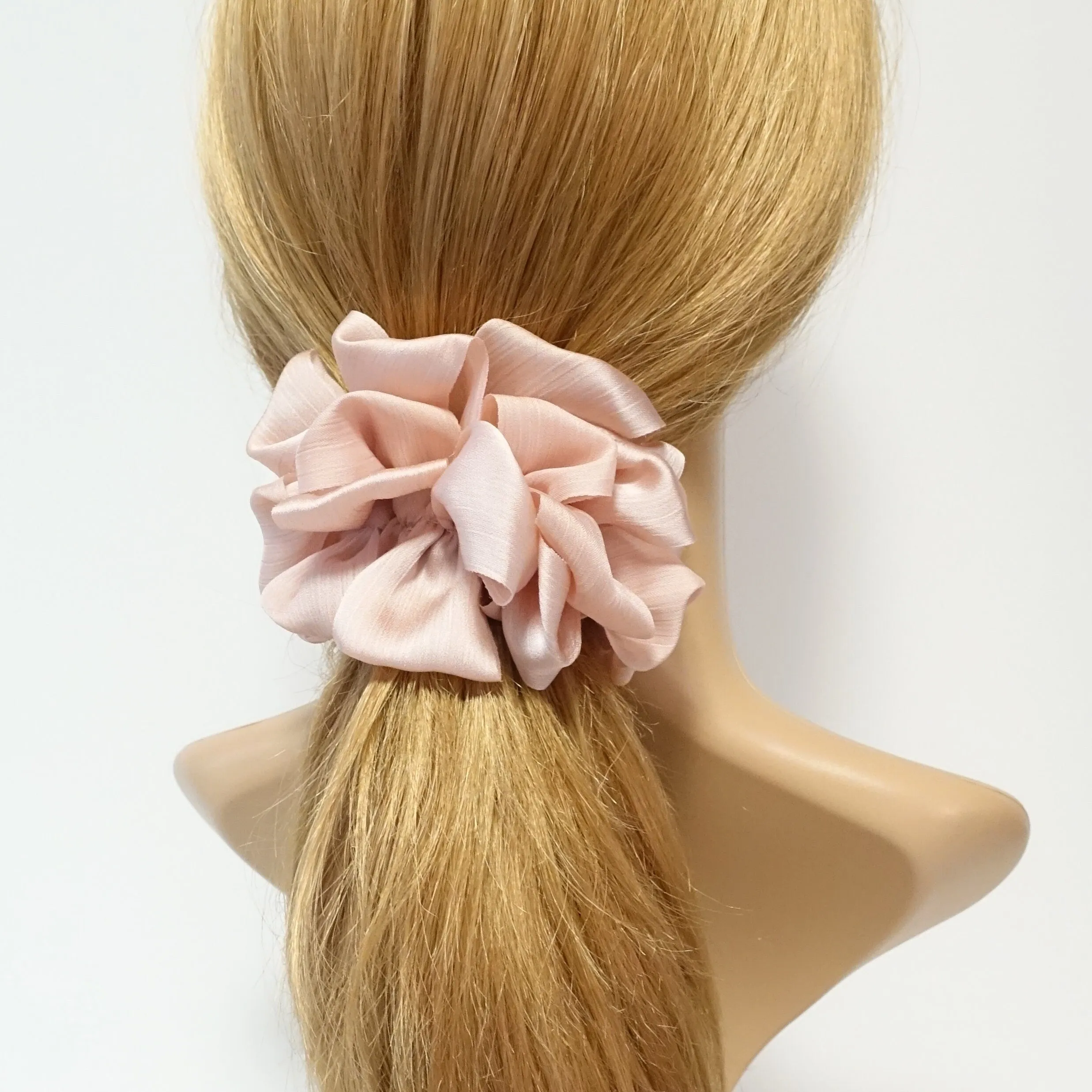 glossy chiffon loop wave flower hair scrunchies women hair elastic accessory