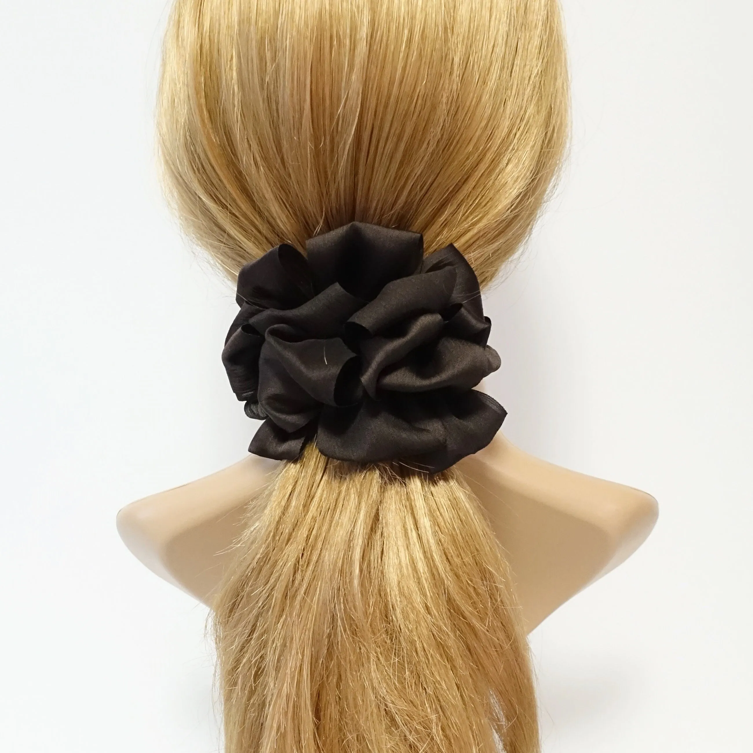 glossy chiffon loop wave flower hair scrunchies women hair elastic accessory