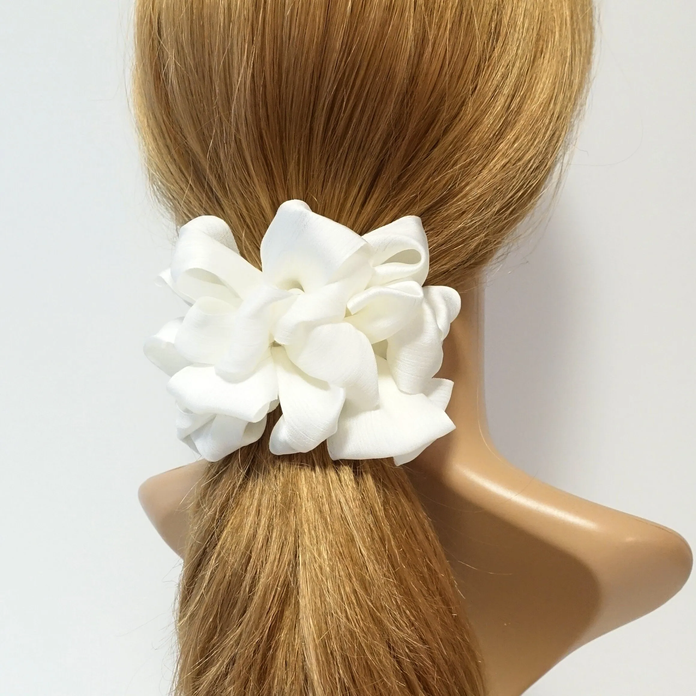 glossy chiffon loop wave flower hair scrunchies women hair elastic accessory