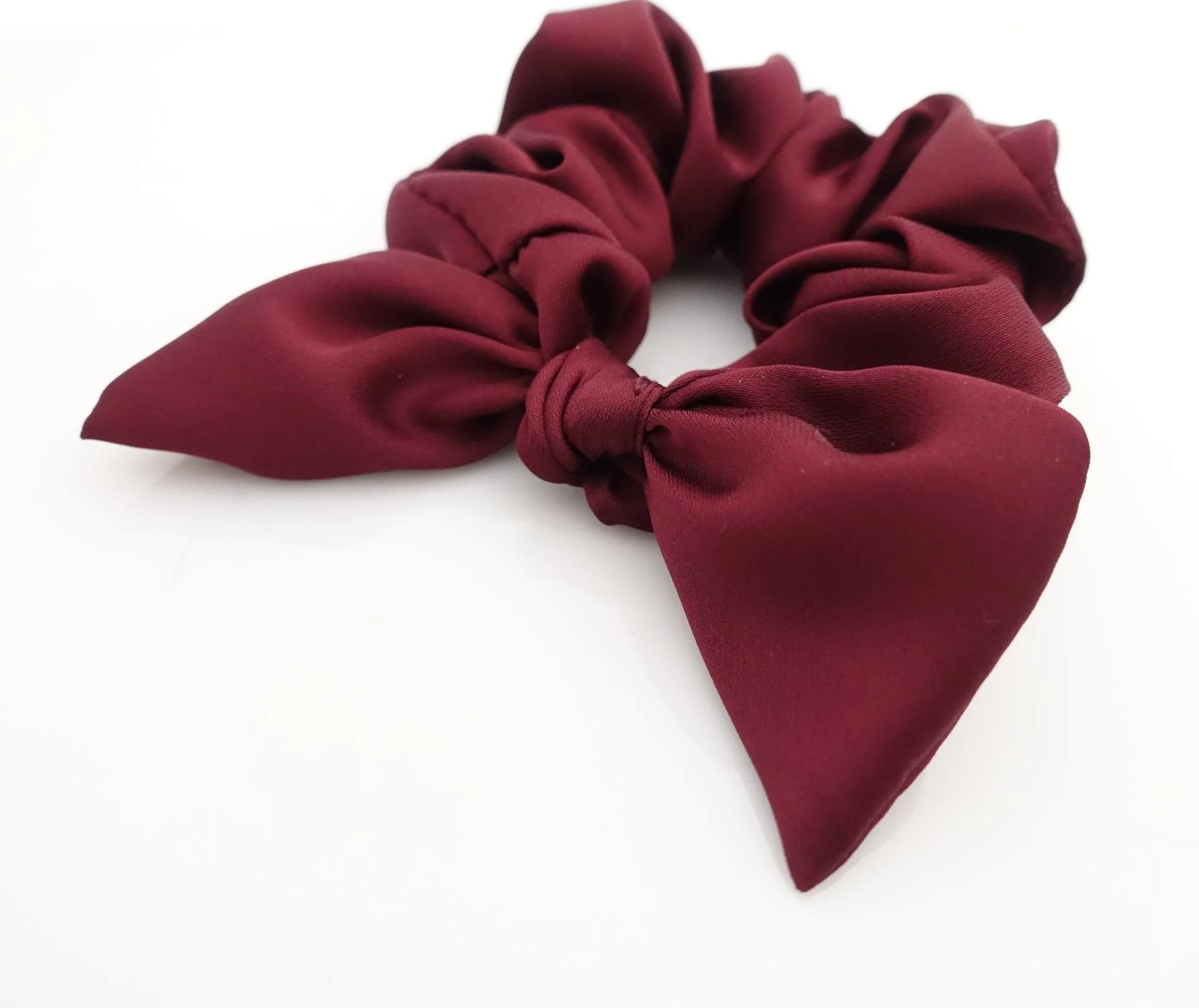 glossy satin bow knot hair scrunchie cute casual hair accessory scrunchies for women