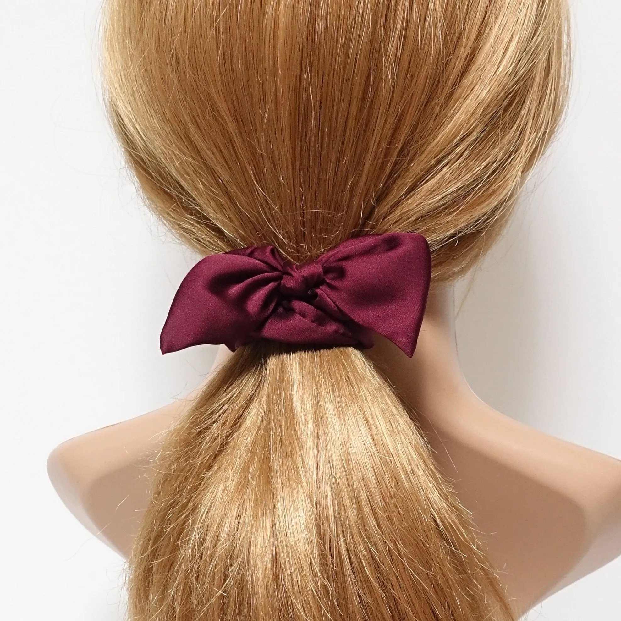 glossy satin bow knot hair scrunchie cute casual hair accessory scrunchies for women