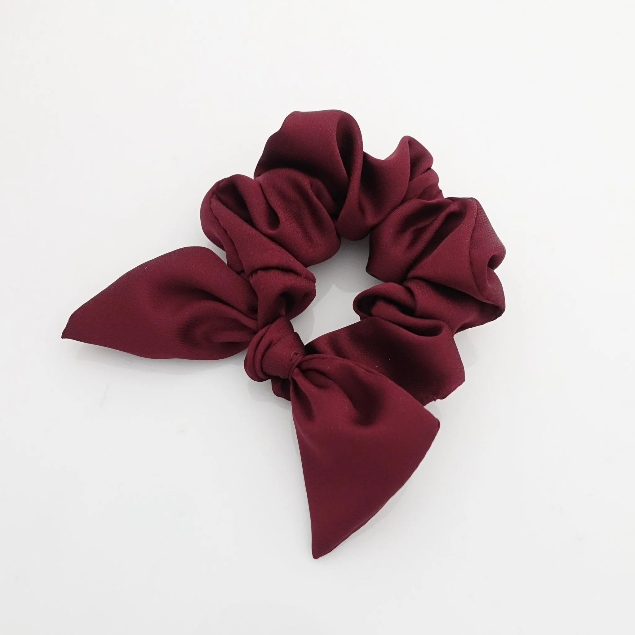 glossy satin bow knot hair scrunchie cute casual hair accessory scrunchies for women