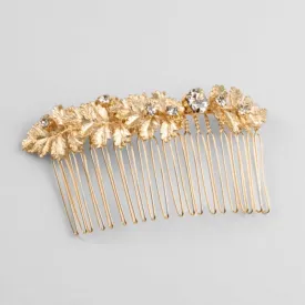 Gold Floral & Crystal Hair Comb