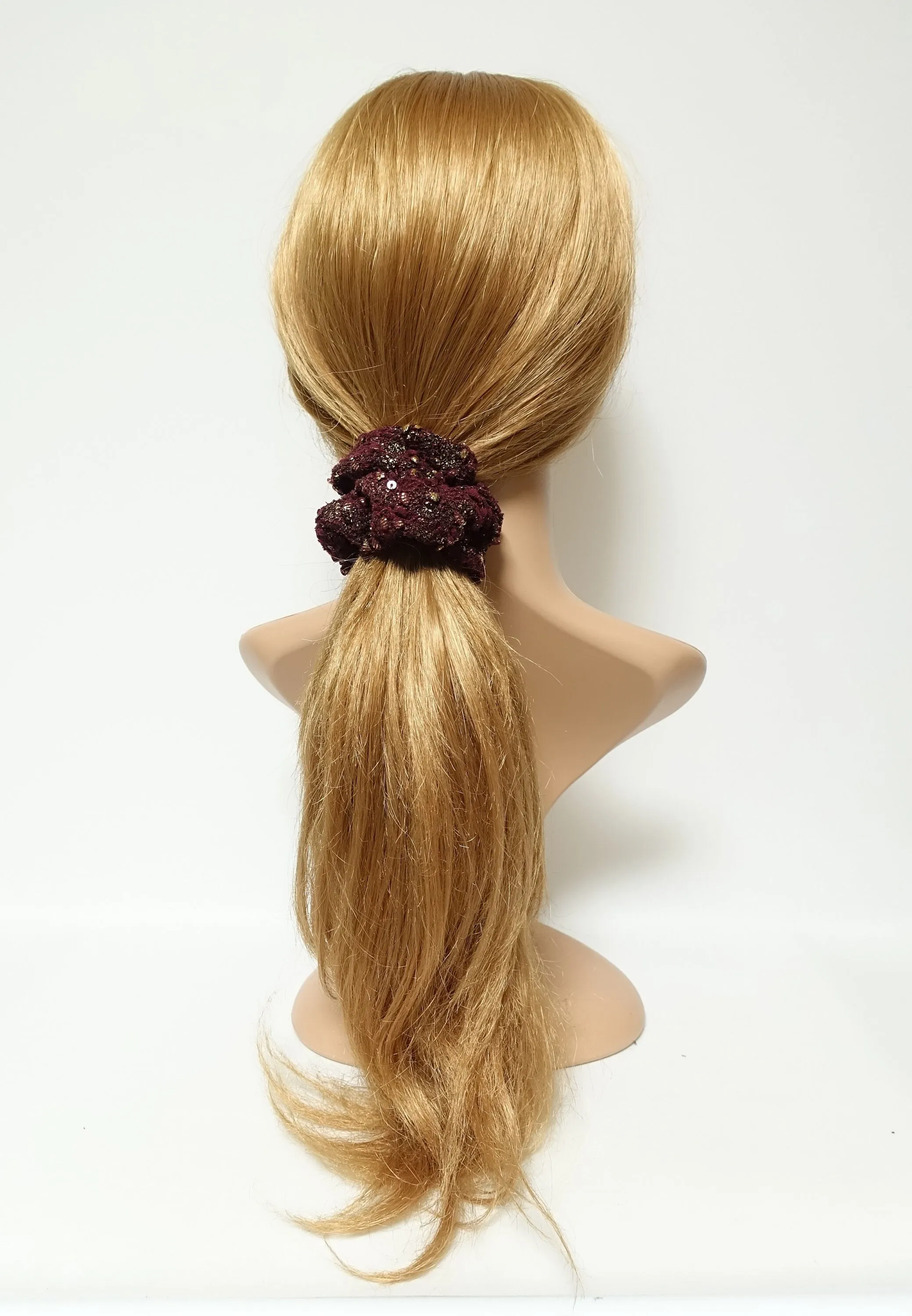 golden foil sequin scrunchies dazzling Fall Winter hair scrunchie