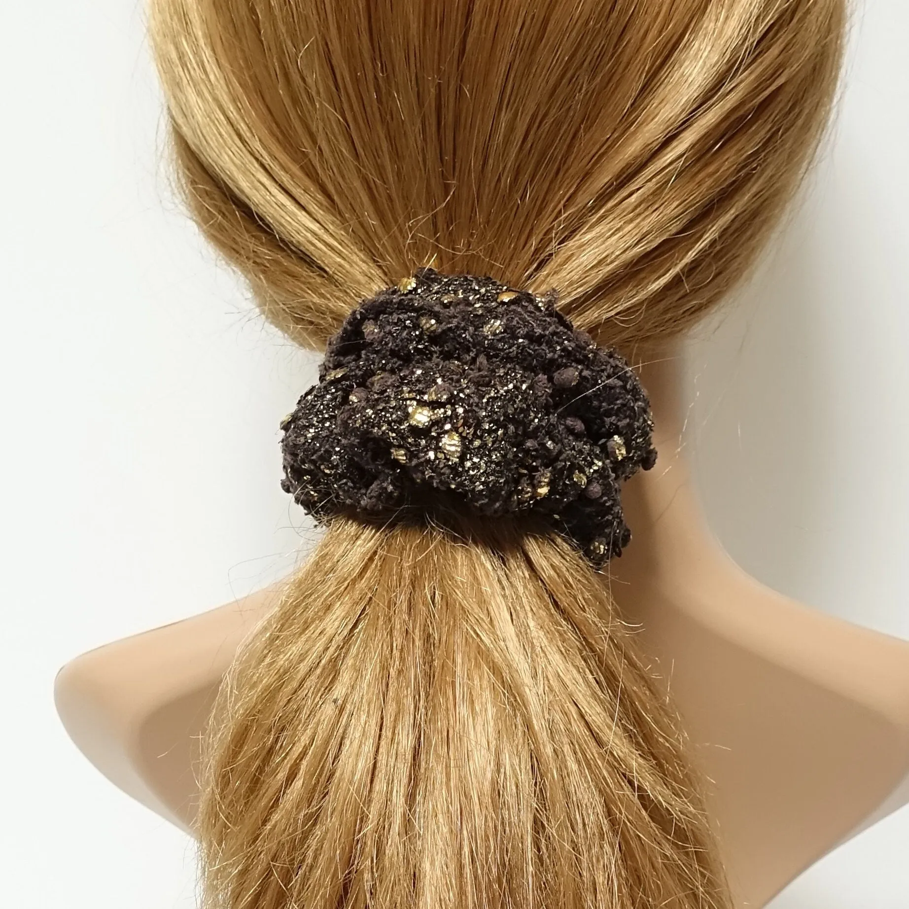 golden foil sequin scrunchies dazzling Fall Winter hair scrunchie