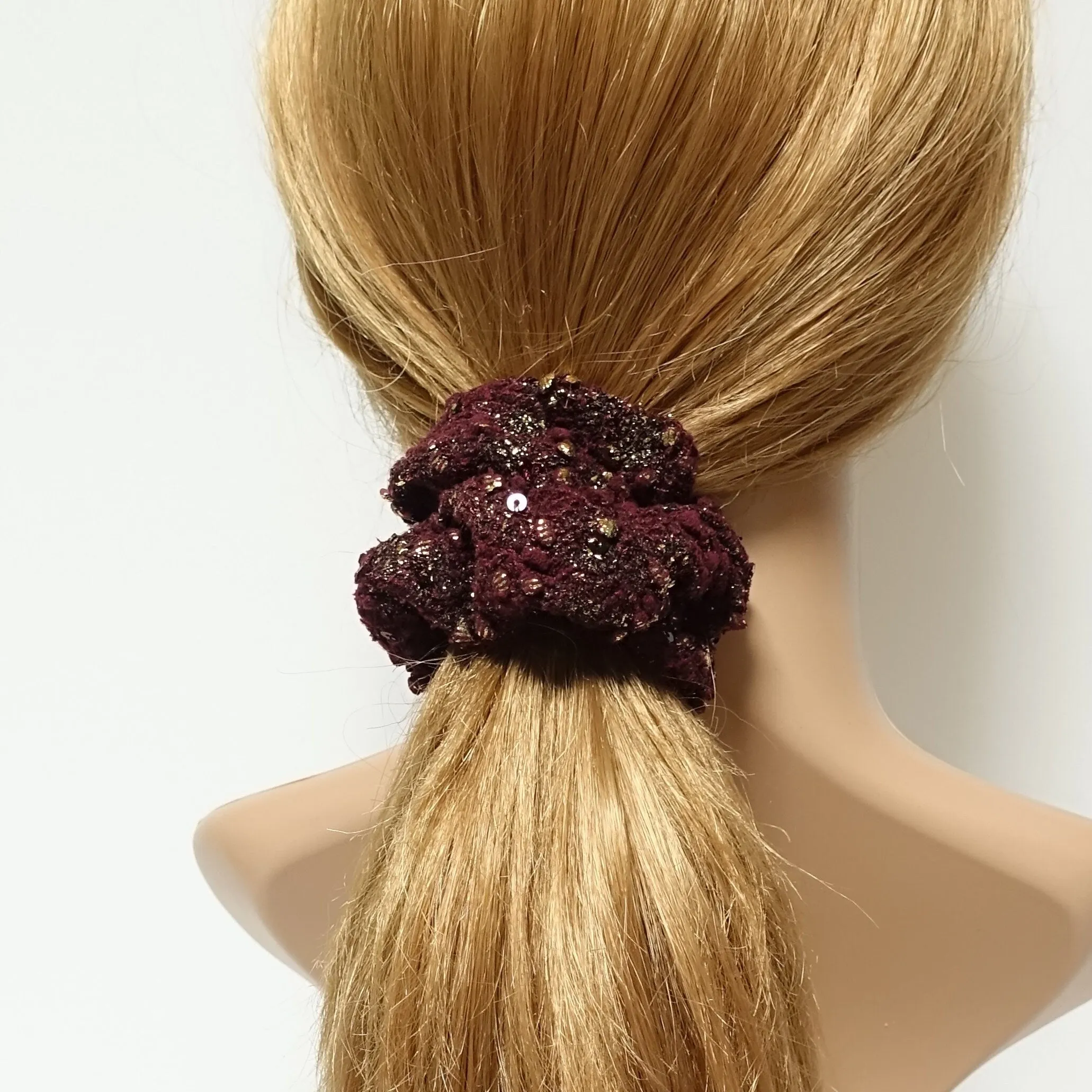 golden foil sequin scrunchies dazzling Fall Winter hair scrunchie