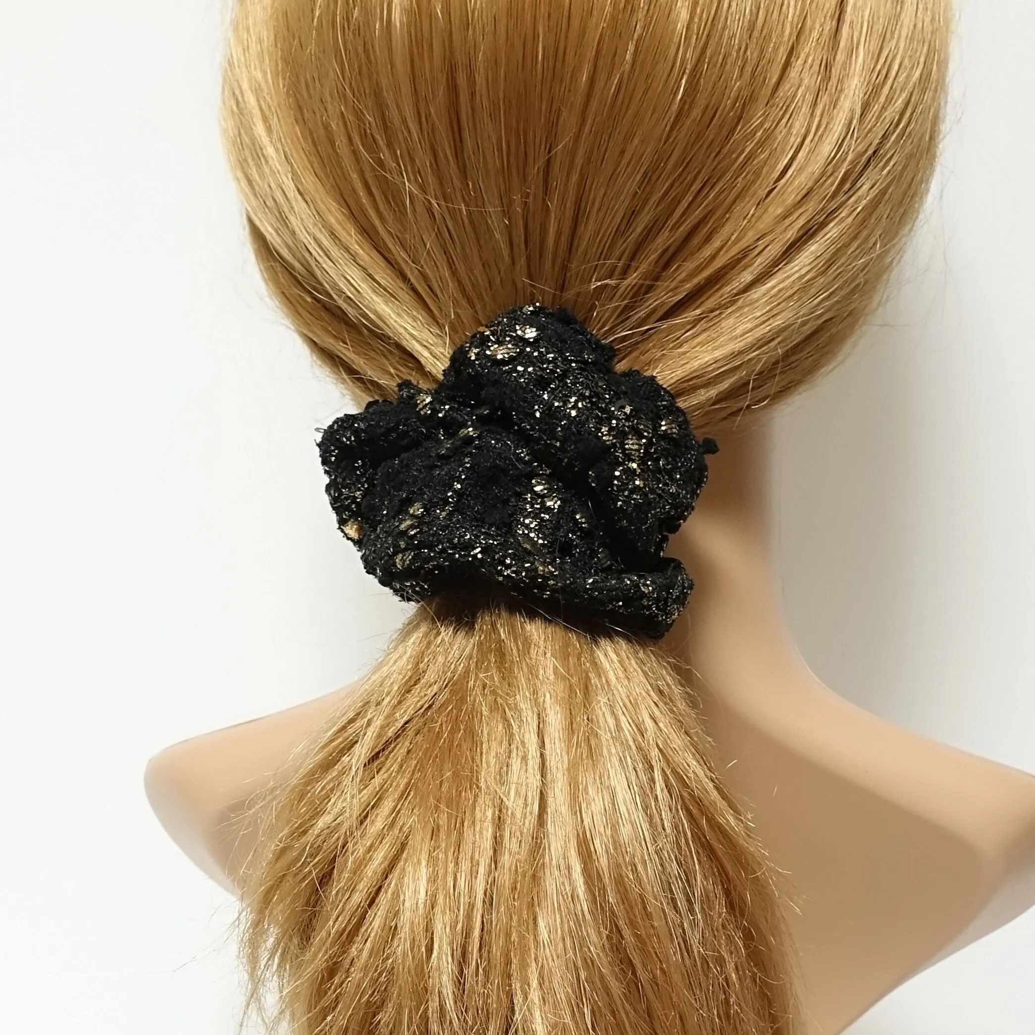 golden foil sequin scrunchies dazzling Fall Winter hair scrunchie