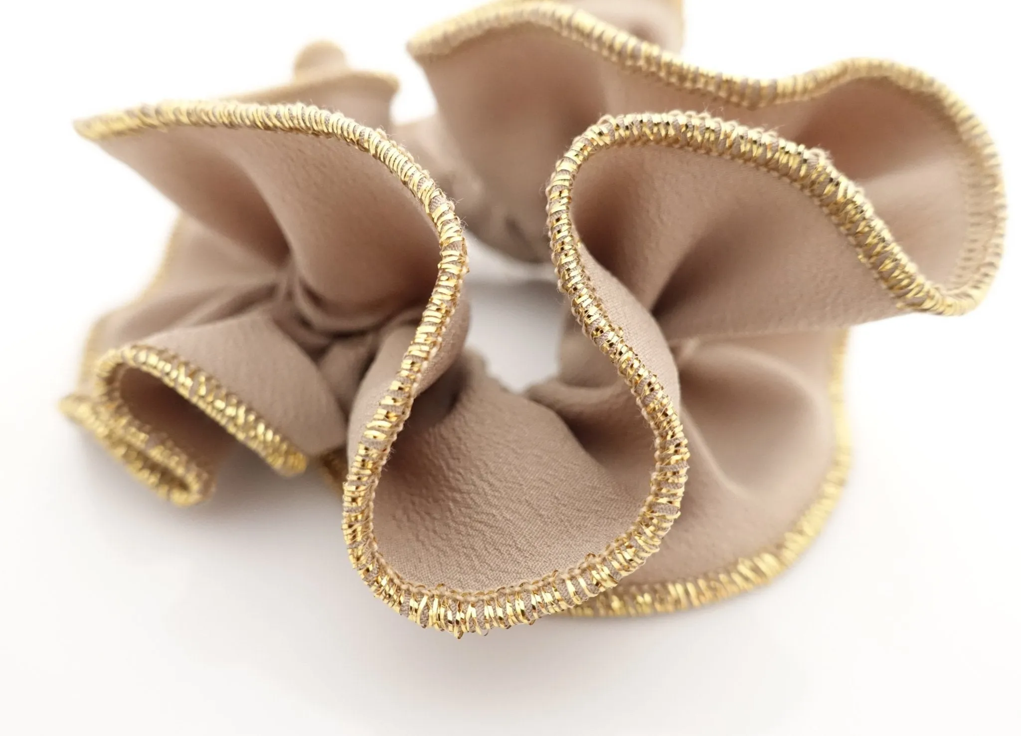 golden thread trim scrunchies chiffon solid color hair elastic scrunchie