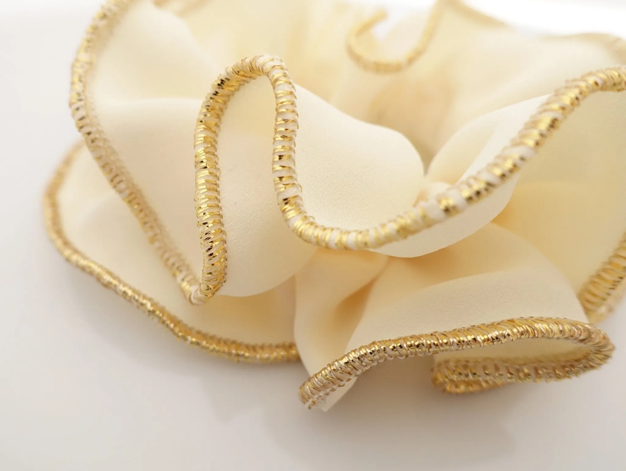 golden thread trim scrunchies chiffon solid color hair elastic scrunchie