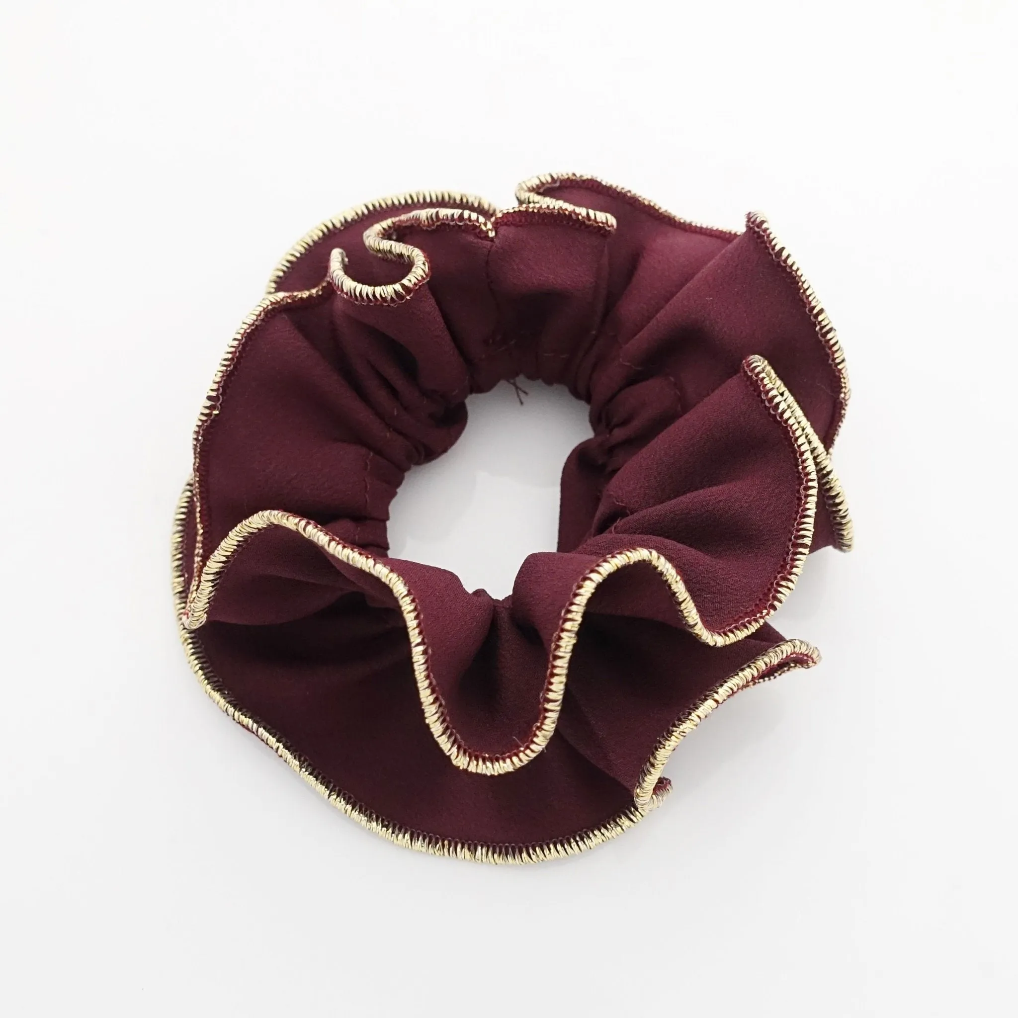 golden thread trim scrunchies chiffon solid color hair elastic scrunchie