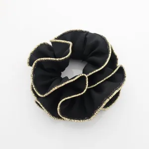 golden thread trim scrunchies chiffon solid color hair elastic scrunchie