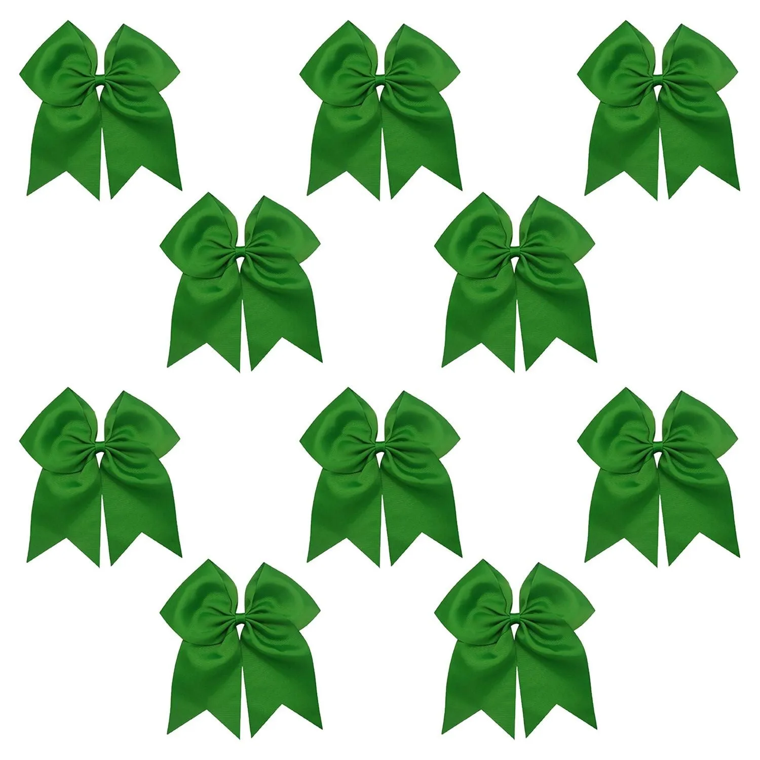 Green Clip Hair Bows - 10 Pack