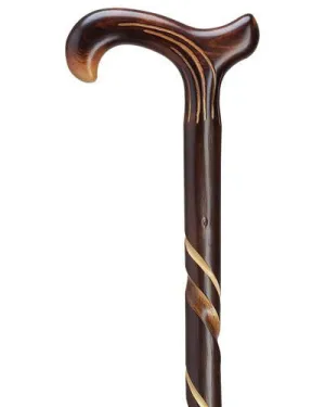 Hand Carved Spiral Derby Handle Walking Stick