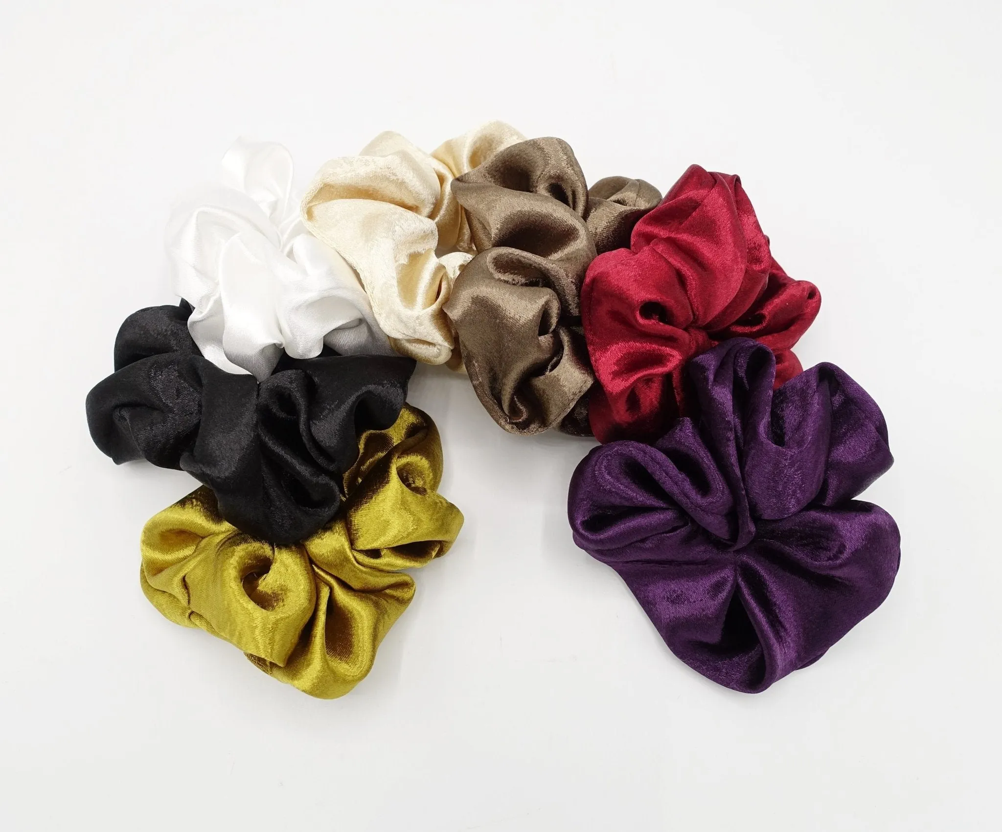 high glossy satin scrunchies medium scrunchie hair elastic women accessory