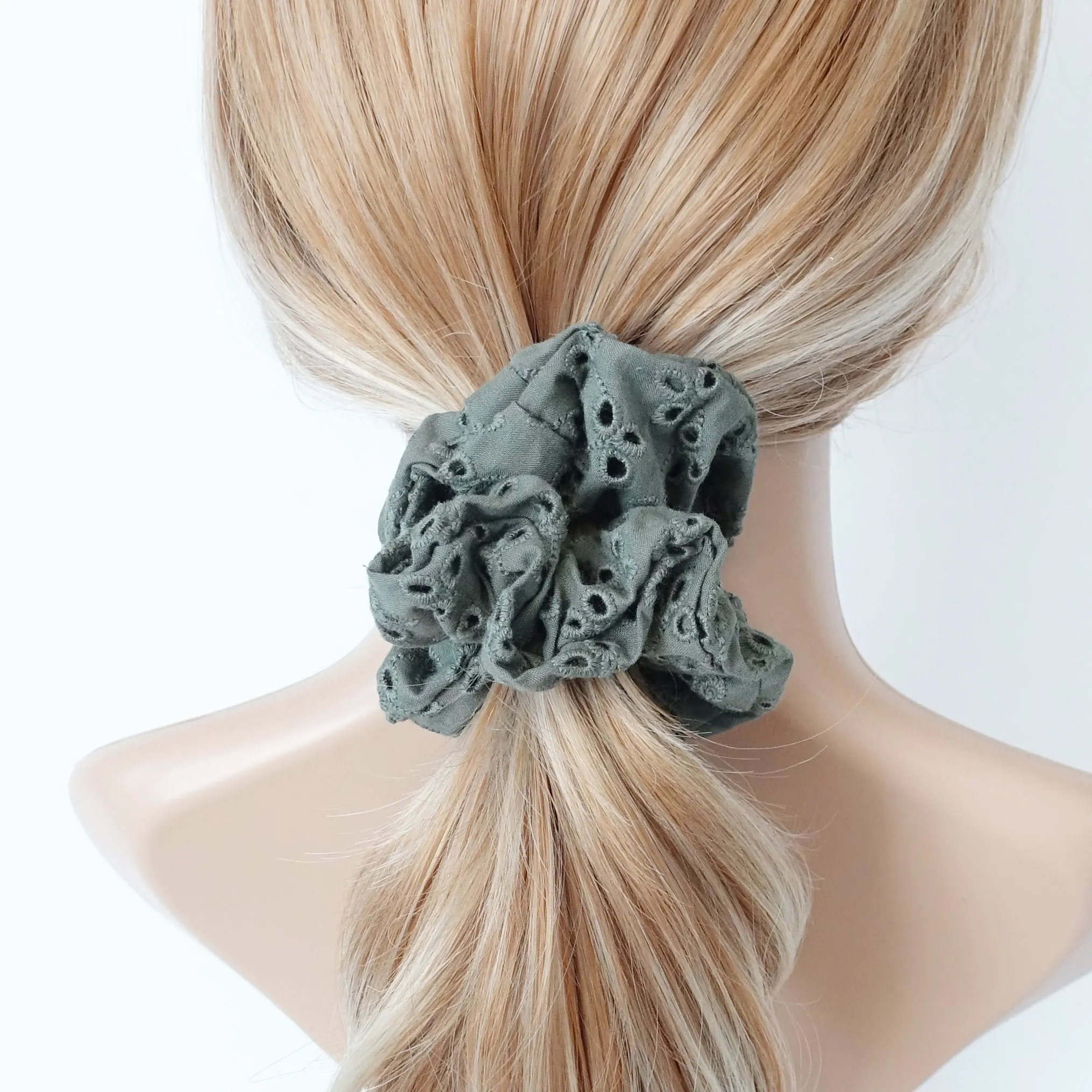 hole leaves pattern scrunchies casual hair elastic scrunchie women hair accessory